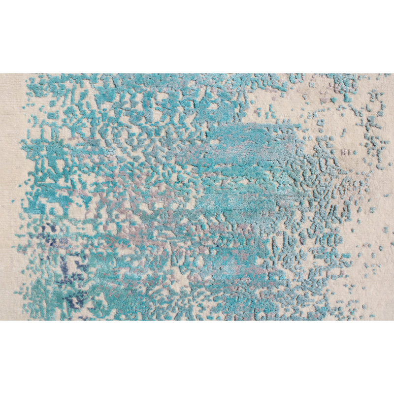 Hand Knotted Abstract Area Rug, Rectangle 6' x 9'