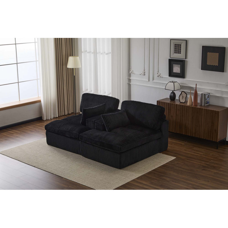 Double méridienne intérieure, canapé-lit surdimensionné rembourré en nuage, canapé de luxe à assise profonde, causeuse modulaire, causeuse en velours côtelé pour le salon, aucun assemblage requis