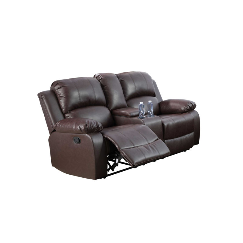 Canapé inclinable 69 po en cuir Vegan, Similicuir brun