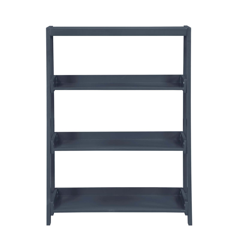 Bibliothèque moderne moderne à 3 tablettes avec finition bleue élégante, rangement en bois durable pour la maison et le bureau