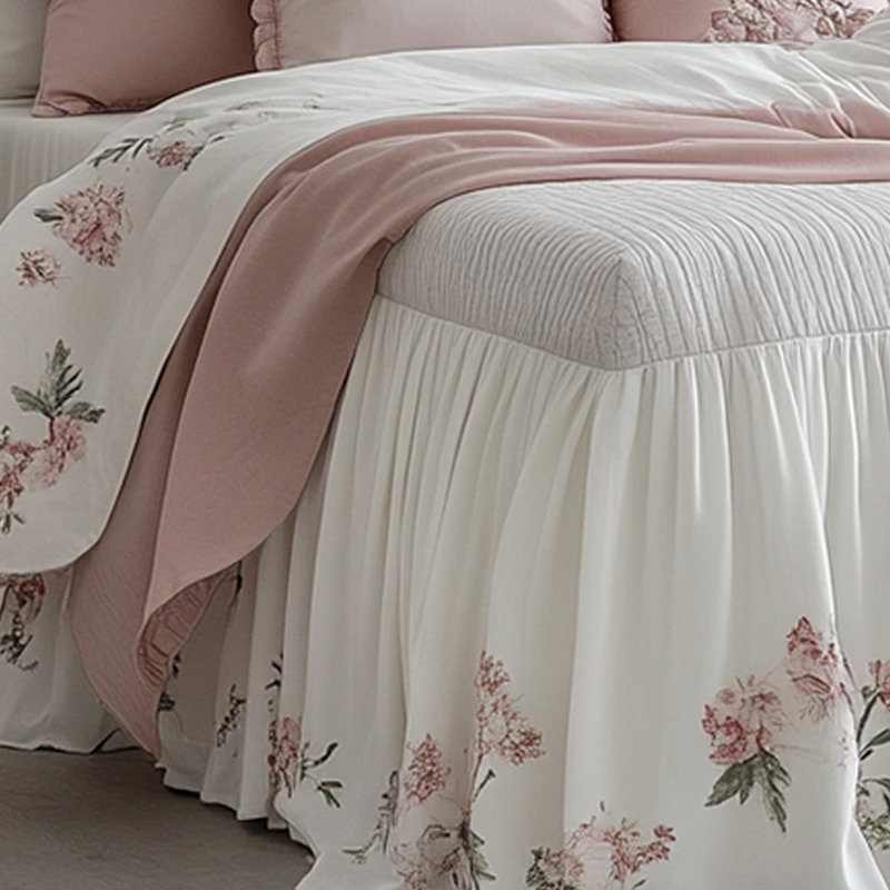 Fresh Rose Print Bed Skirt