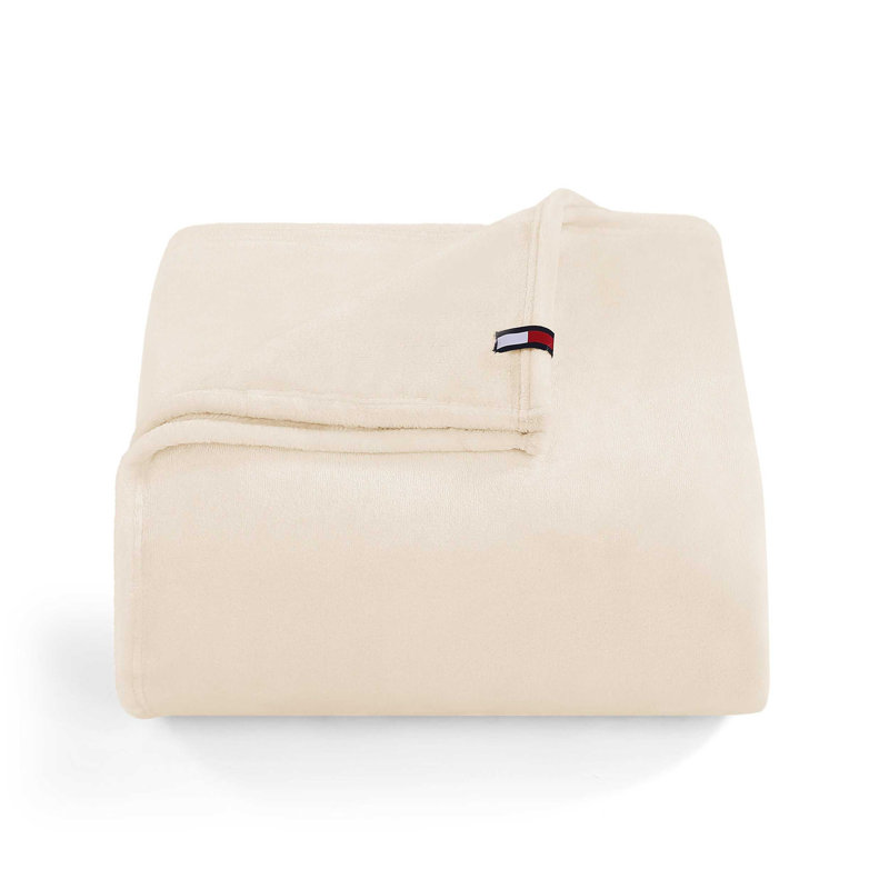 Couverture marine Tommy Hilfiger, Beige, Très grand lit