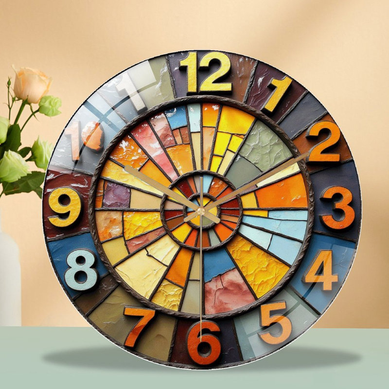 Horloge murale vitrail unique 12 po