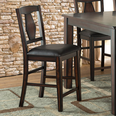 Upholstered Counter Stool with Solid Wood Frame