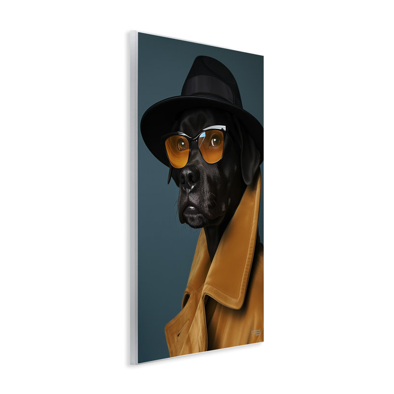 «Black Dog in suit Wall Art» par Roozbeh Bahramali, H 19 po x l 13 po