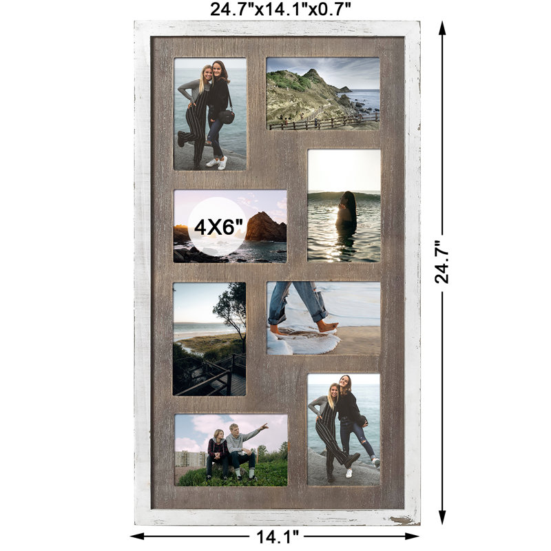 Cadre de collage en bois 4 po x 6 po Lajean, Brun / blanc