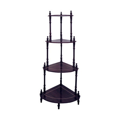 Étagère d'angle sur pied en bois à 4 niveaux, 99 cm de hauteur, finition cerisier