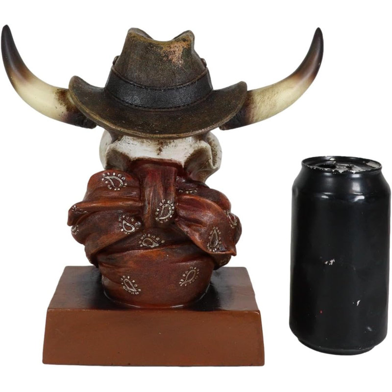 Crâne de vache cornu avec chapeau et bandana Iniya Western Cowboy