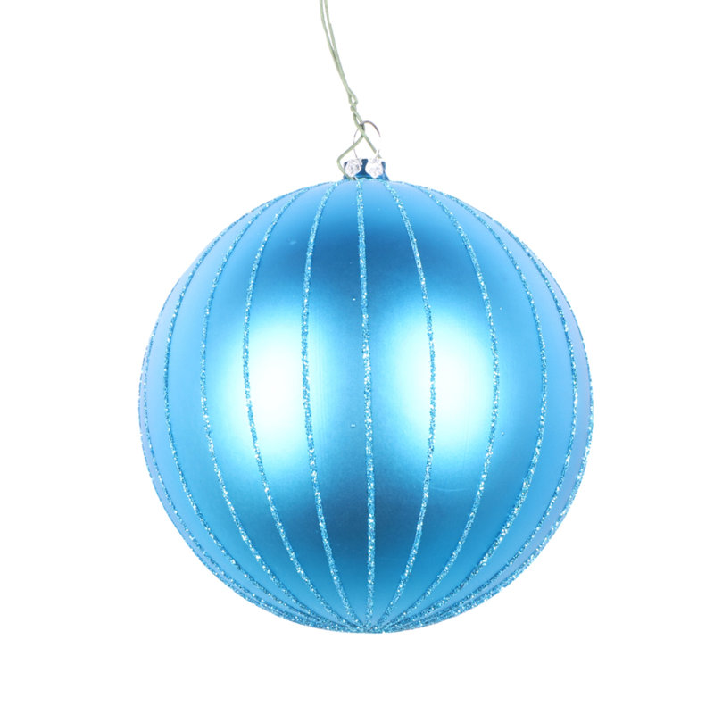 Ornement boule mat scintillante, H 4 po x l 4 po x P 4 po, Turquoise