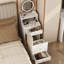 Bureau de coiffeuse blanc 3 en 1 avec miroir et rangement spacieux, 2 tiroirs, option de charge, tabouret rembourré, station de tiroirs éclairée compacte, station de tiroirs, coiffeuse