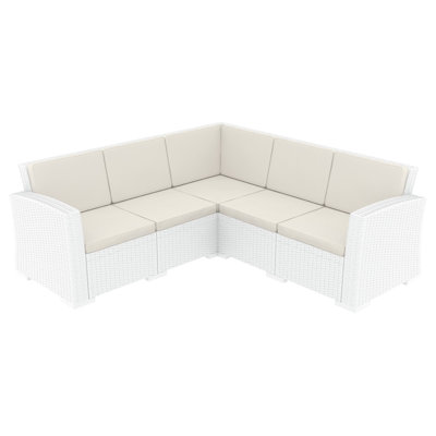 Mcchesney 5 Piece Rattan Sectional Seating Group with Cushions by Mercury Row