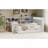 Twin Size L-Shaped Wooden Daybed With Desk And Storage Bookcase, Corner Bed With Upholstered Headboard And Under-Bed Drawers And LED Light For For Bedroom Living Room-501690222-501690220