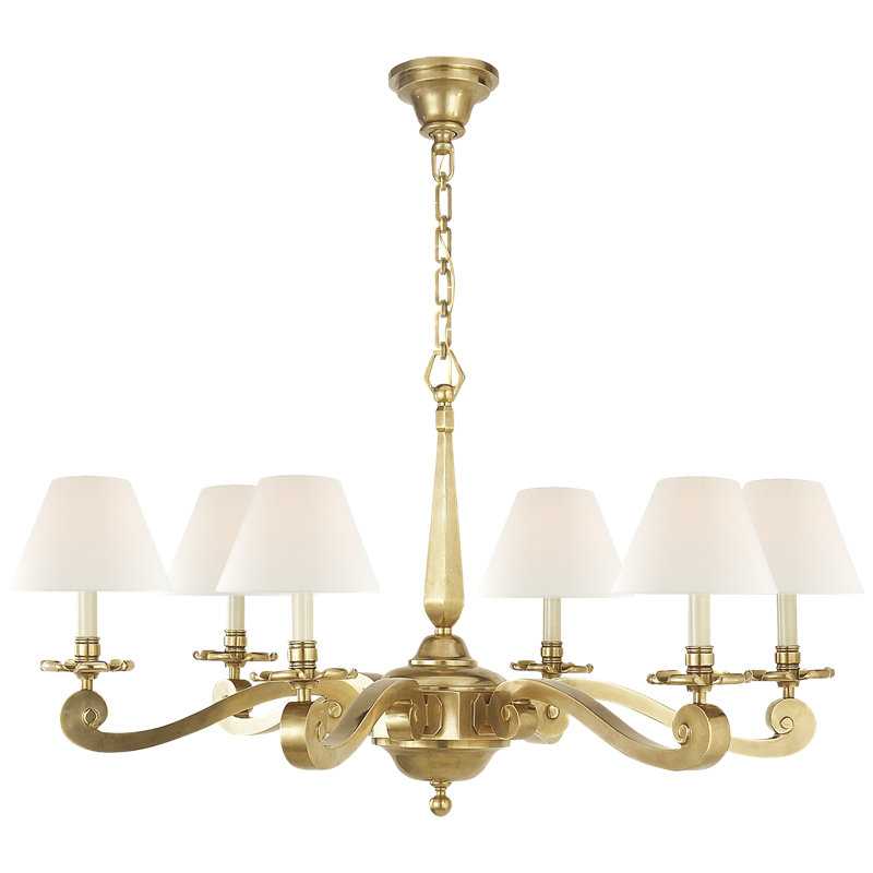 Alexa Hampton Myrna Chandelier, Natural Brass, Fabric