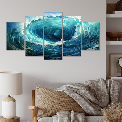 «Tropical Storm Surf Waves» - ensemble d'art mural de bord de mer tropical