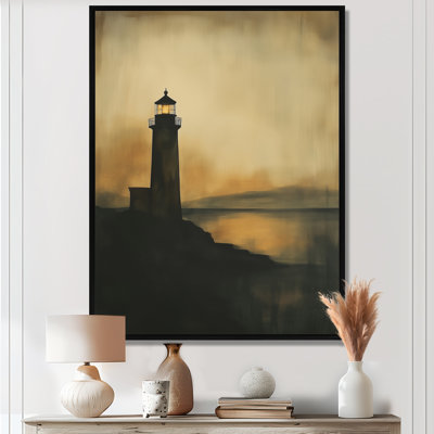 Ambre Crépuscule I - Tableau encadré sur toile représentant un phare