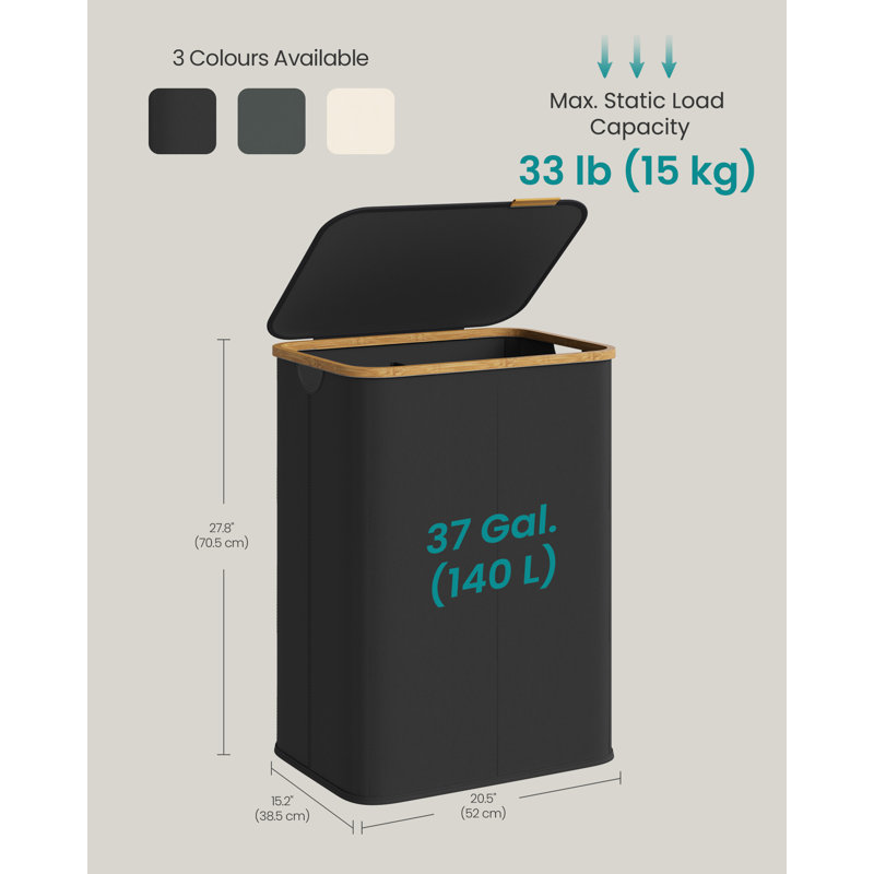Laundry Hamper with Handles, Black