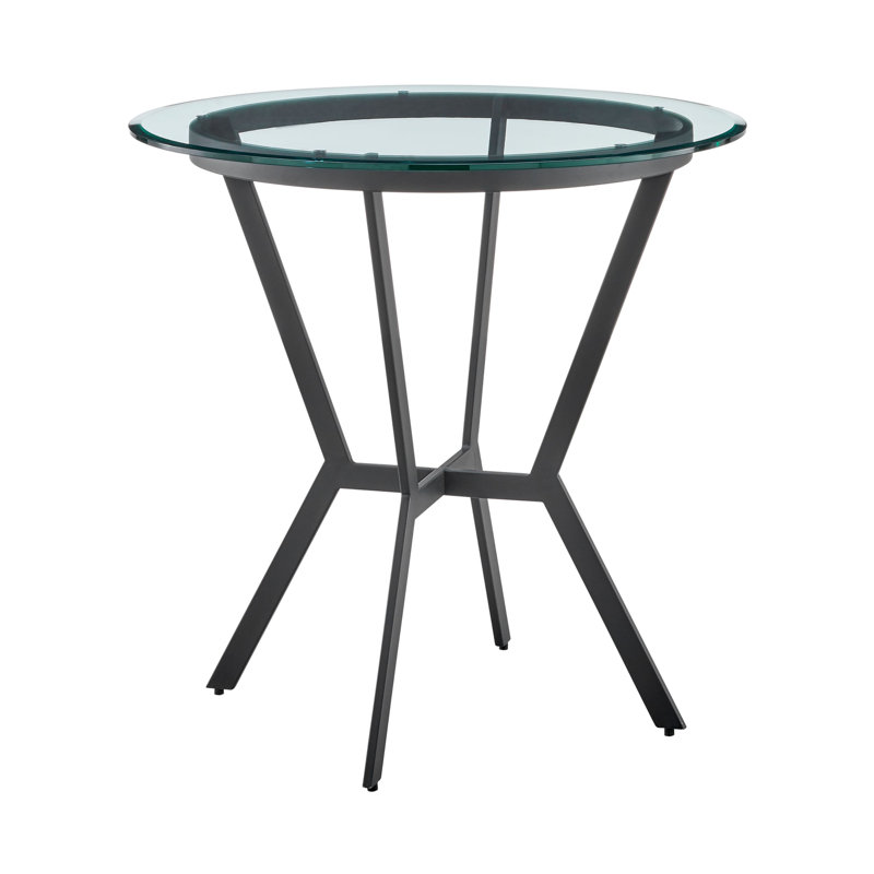 Dillbeck Round Glass Top Metal Base Dining Table