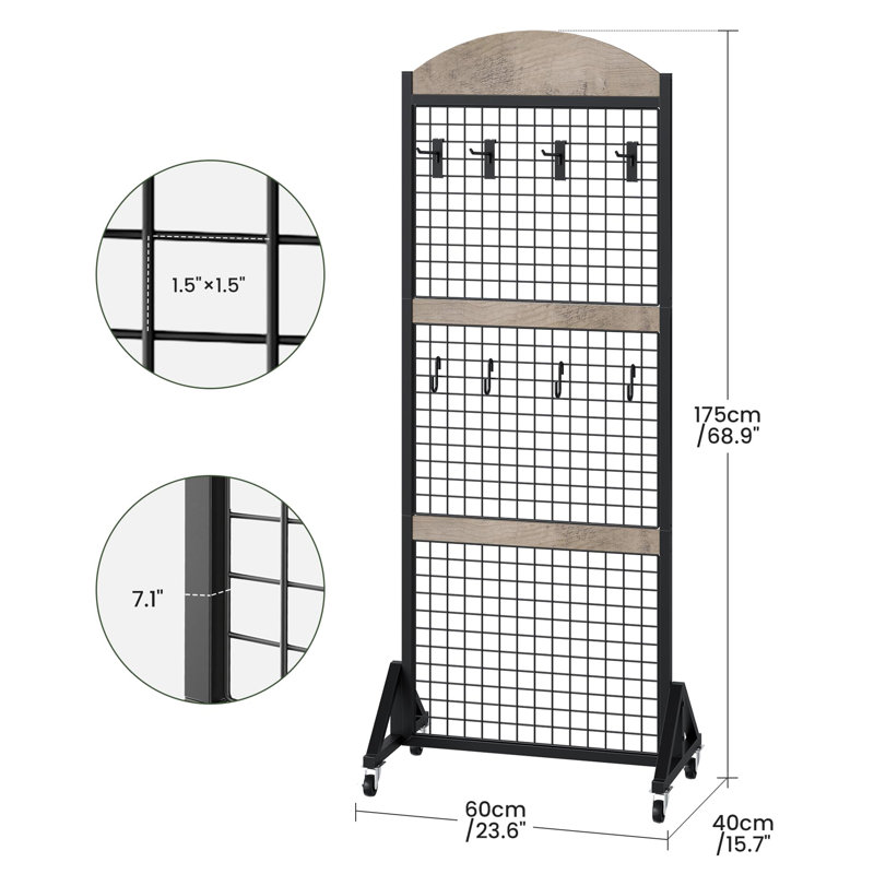 Présentoir mural 5,7 pi x 2 pi Grid, Grège