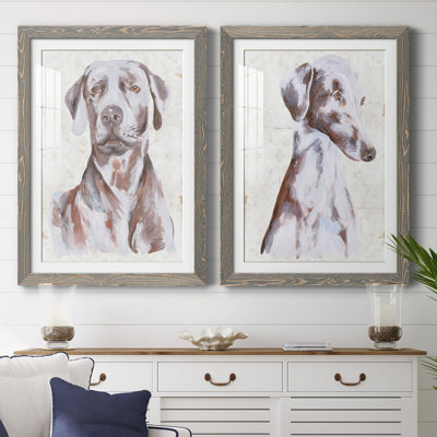 Chien assis I Premium encadré mat - prêt à être accroché