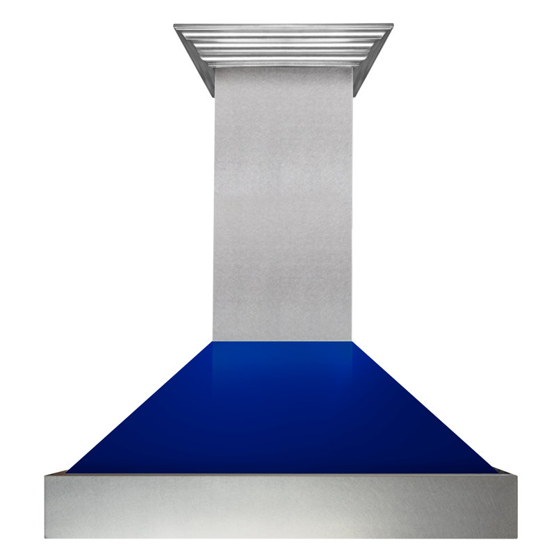 36" Fingerprint Resistant Stainless Steel Range Hood with Fingerprint Resistant Shell (8654SN-36), Blue Gloss