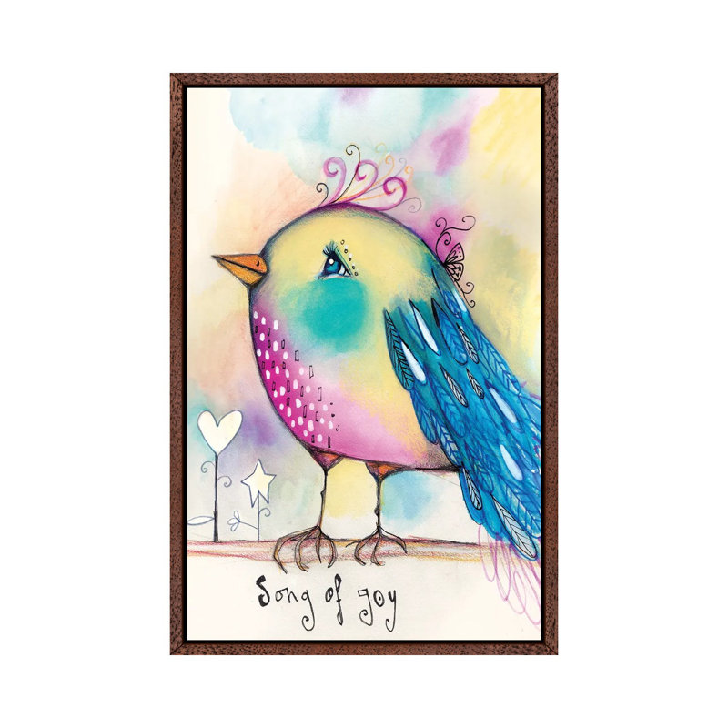 Song Bird 1 Piece Painting on Canvas, 66.04cm H x 45.72cm W x 3.81cm D, Classic Brown Wood Framed