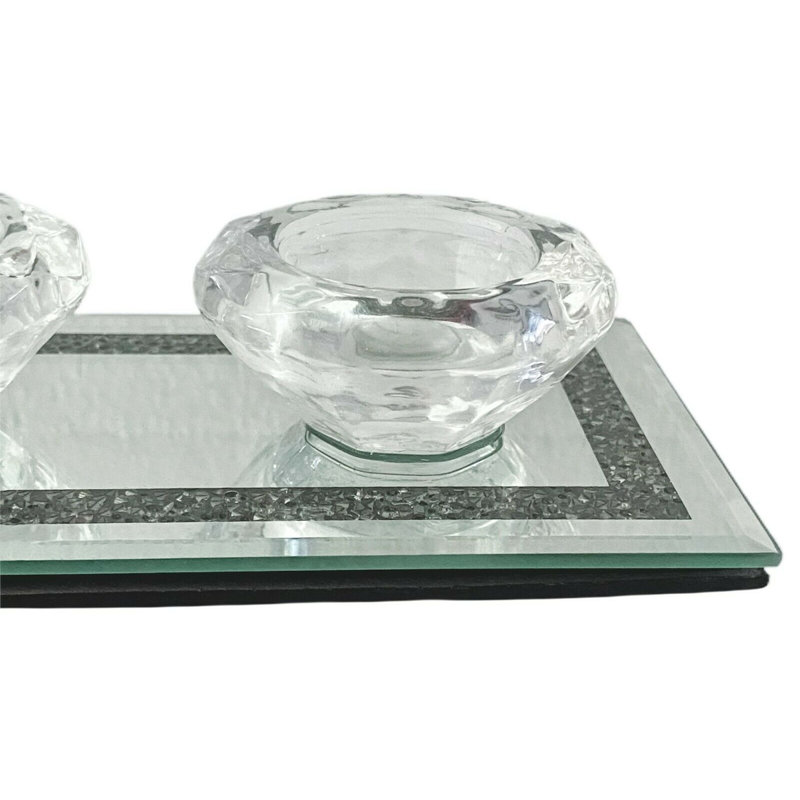 Glass Tabletop Tealight Holder, Clear
