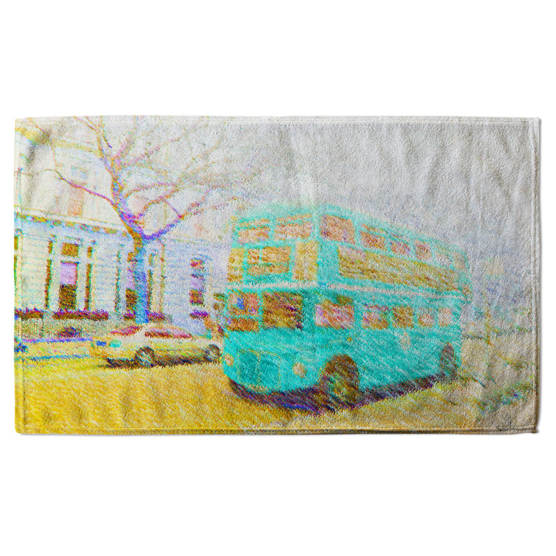 Noriane Polyester Shower Curtain Set, Yellow/Light Blue