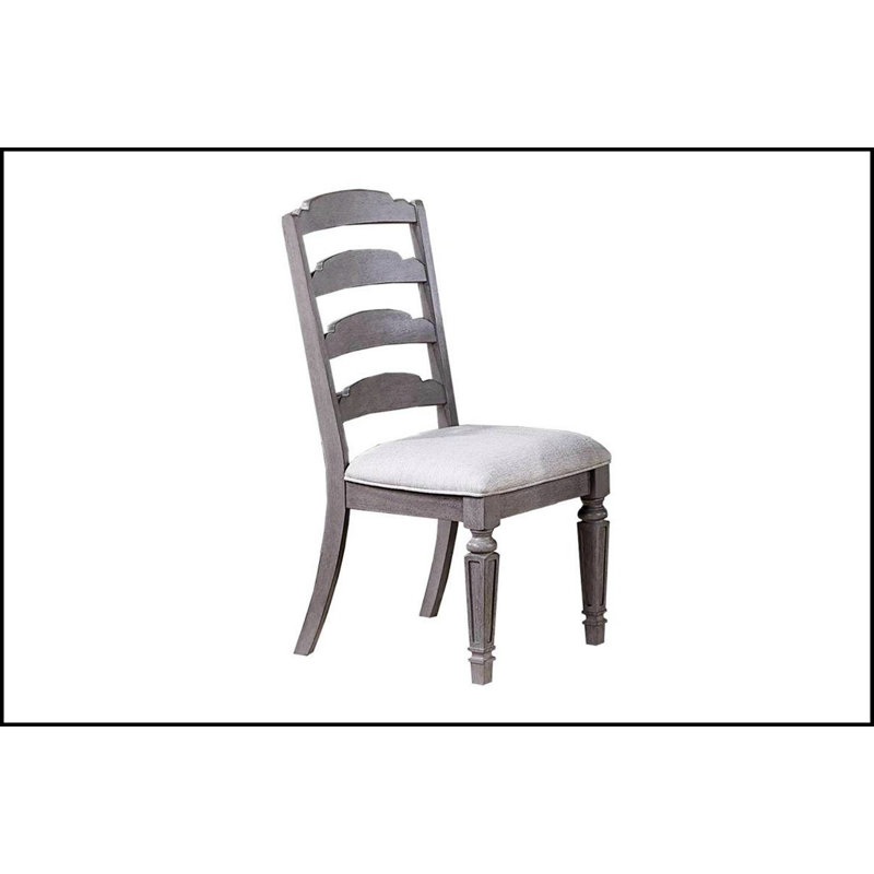 Ensemble de 2 chaises d'appoint de style contemporain gris clair avec structure en bois et dossier à échelle pour un repas élégant