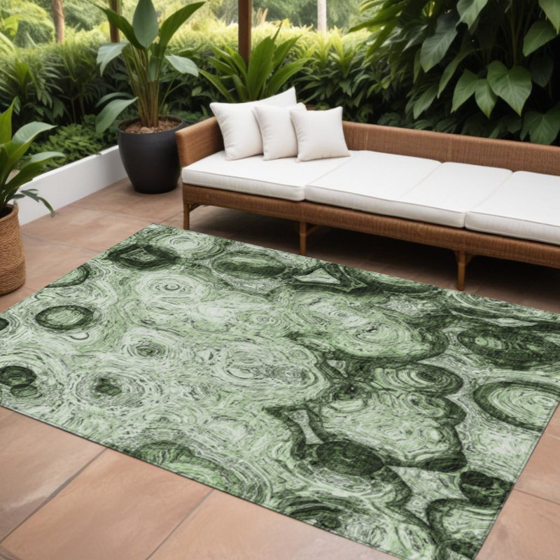 Tapis extérieur lavable abstrait vert artichaut 10 pi x 14 pi artichaut