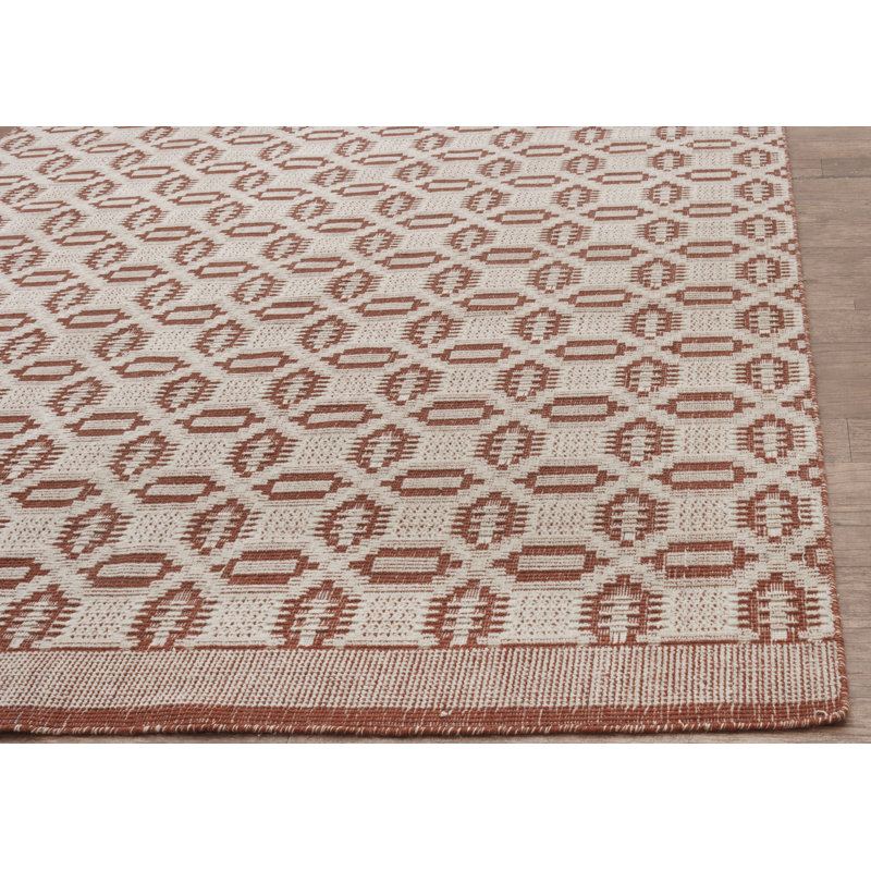 Lover's Knot Coverlet II Geometric Area Rug 7'6 x 9'6 in Rust