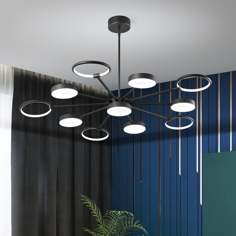 Modern Led Industria Chandeliers Round Pendant Light Farmhouse Sputnik Chandelier Mid Century Ceiling Light Fixtures For Dining Room Bedroom Living Room Kitchen Hallway Foyer（1 Pack）