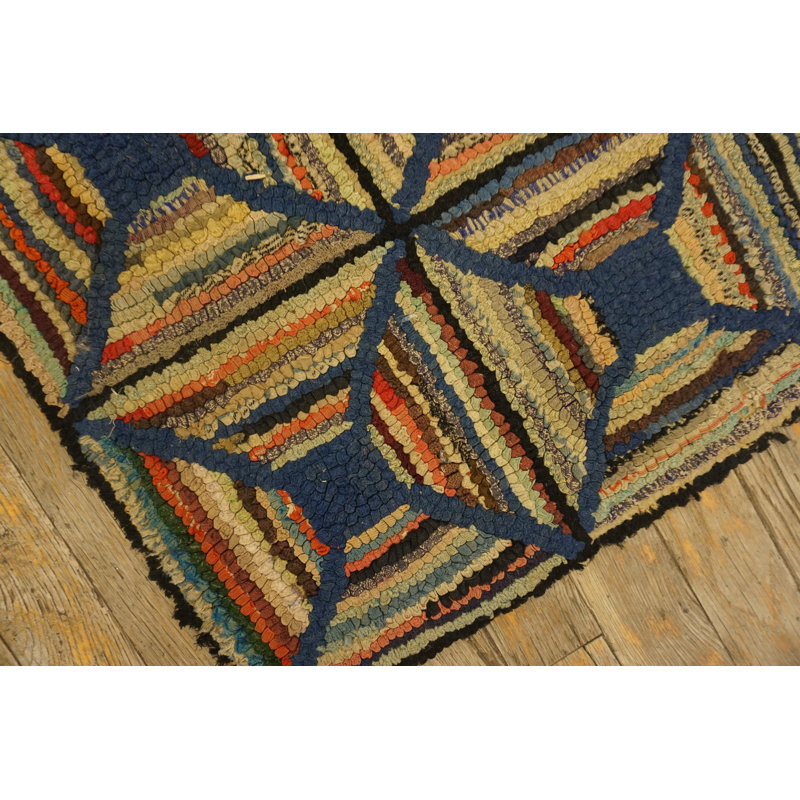 Tapis géométrique antique en laine crocheté multicolore