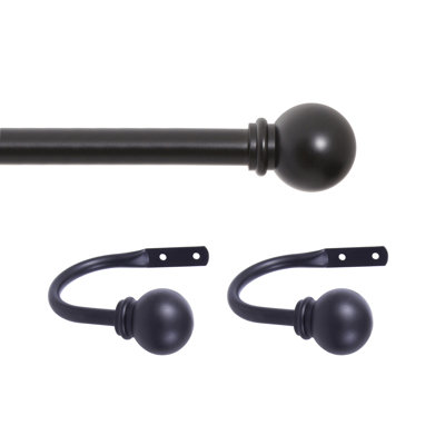 Lowri Ball End Curtain Rod and Holdback Set