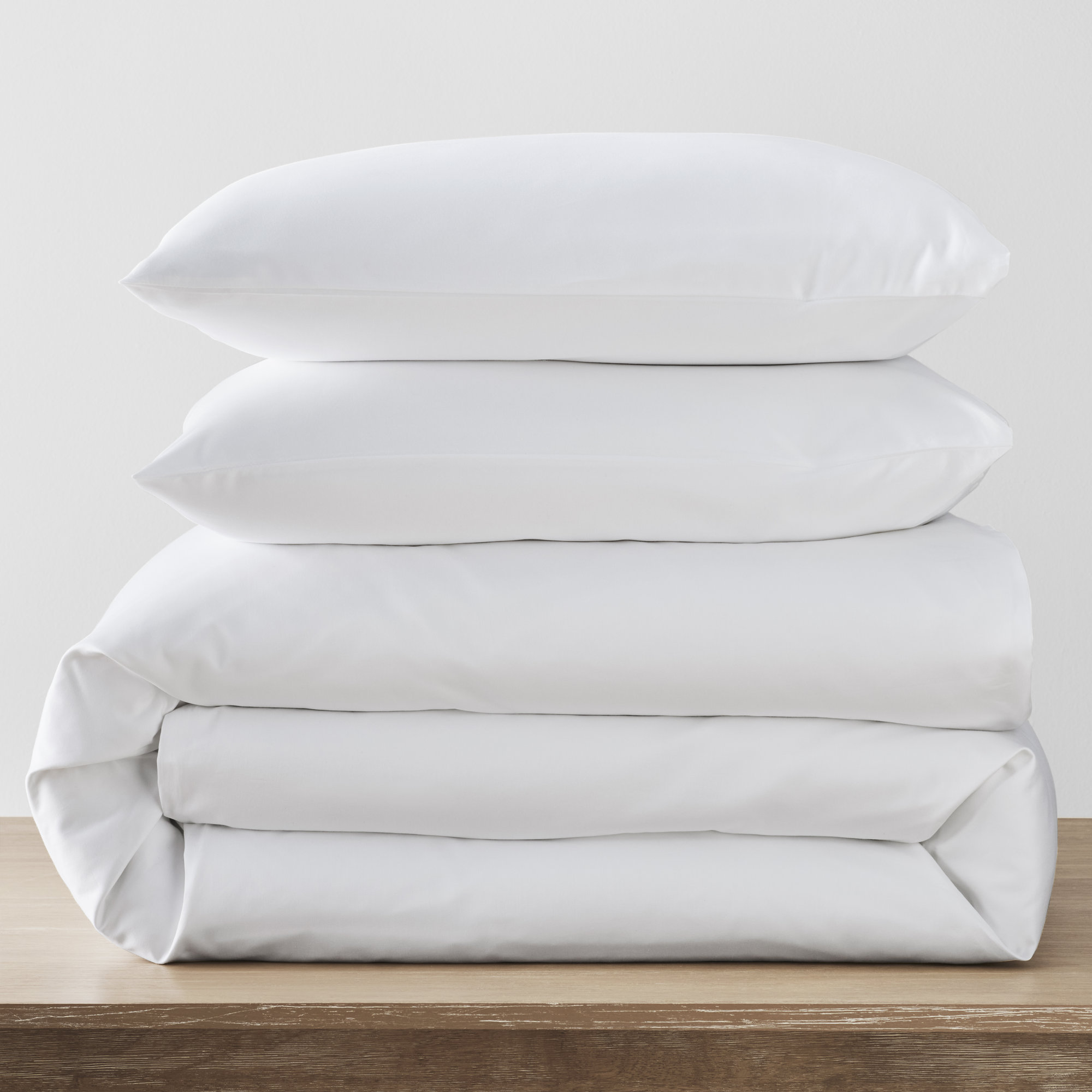 Danfield Cotton Sateen Duvet Cover Set, White, Twin / Twin XL Duvet Cover + 1 Pillow Shams