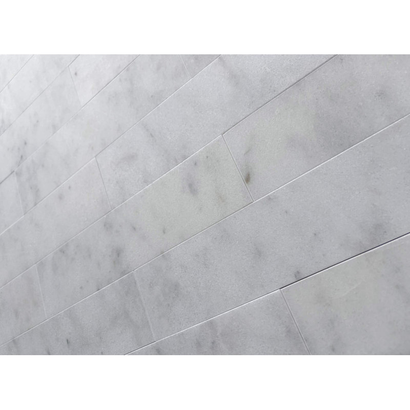 3x12 carreaux de marbre blanc, Blanc / Gris