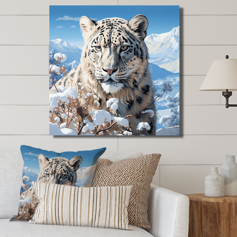 Tigre blanc en hiver V - impression, H 30 po x l 30 po x P 1 po, Toile tendue