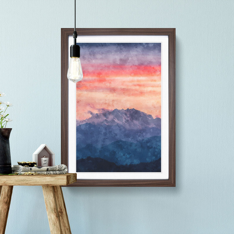 Swiss Mountain - Picture Frame Graphic Art Print, 87cm H x 62cm W x 2cm D, Walnut Framed