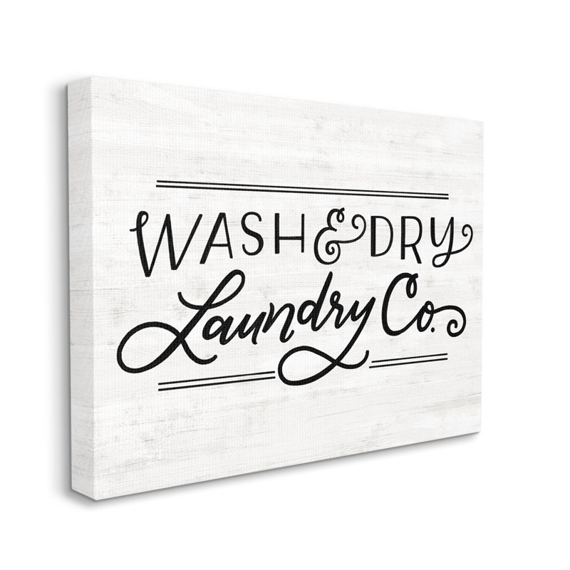 «Wash Laundry Co Grain» - Art textuel, H 20 po x l 16 po, Plaque murale