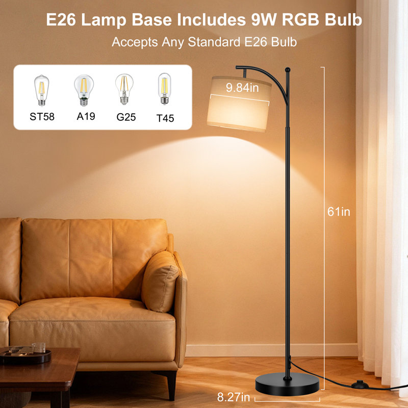 Lampe sur pied traditionnelle RVB avec télécommande changeant de couleur pour la fête dans la chambre à coucher, White