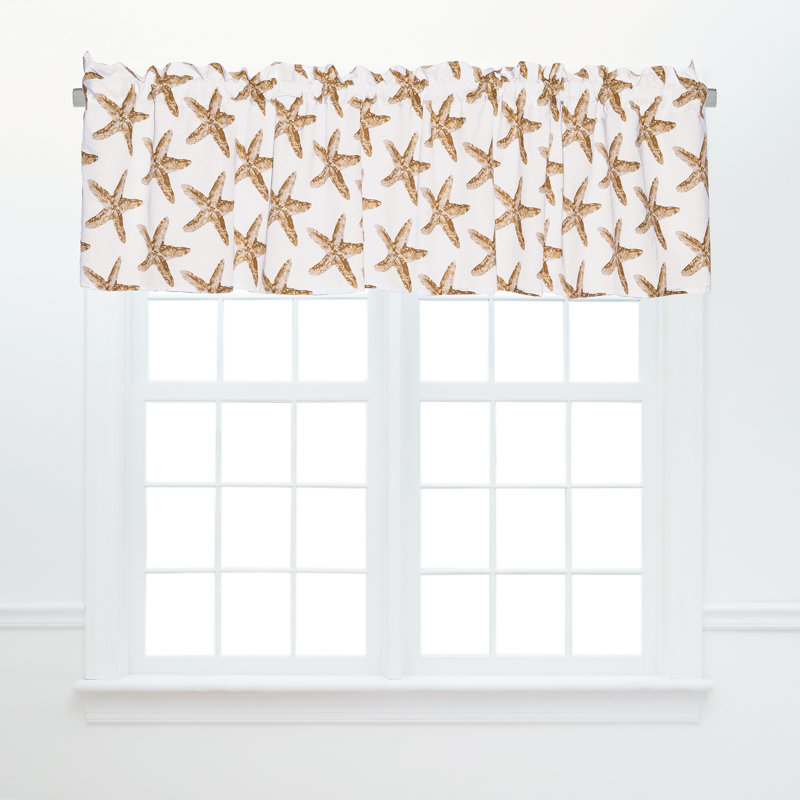 White Cotton Coastal Starfish Print Valance Set