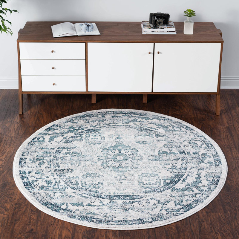 Tapis oriental Scanlon, Rond 5 pi 1 po, Ivoire ivoire