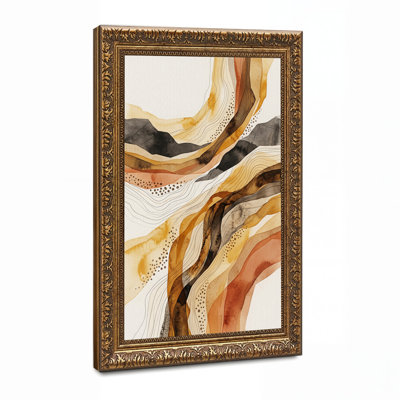 Toile abstraite abstraite ocre et rouille sur toile