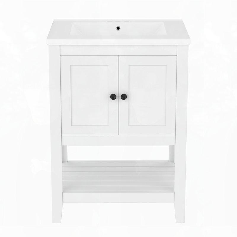 Solid Wood Frame Bathroom Vanity, White