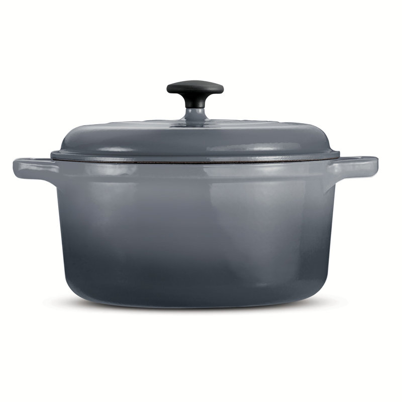 Covered Round Dutch Oven - Cast Iron - S810 - PE - Phen - Style, Grey, 6.5 quarts