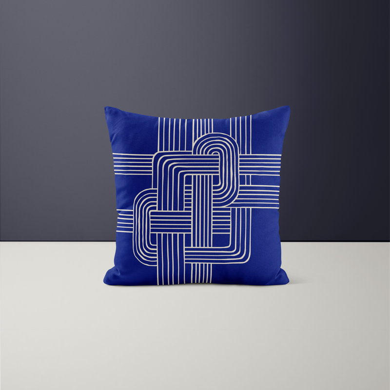 Jeté carré en polyester intérieur / extérieur, L 17 po x H 17 po, Bleu marine