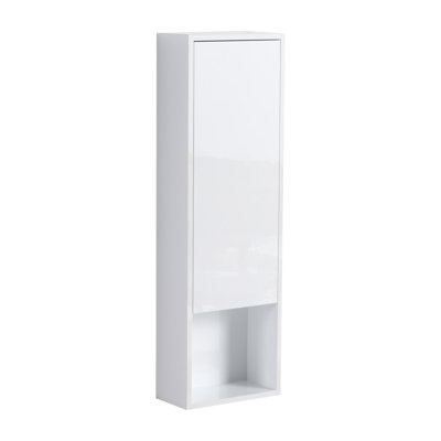 12" Bathroom Wall Cabinet, Soft Close Doors, Float Mounting Design,Glossy White,(KD-Packing)