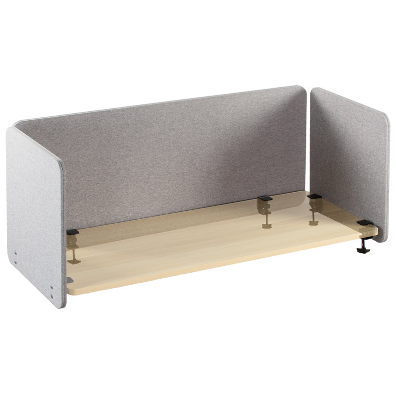 Gray Clamp-On Acoustic Desk Privacy Panels Set