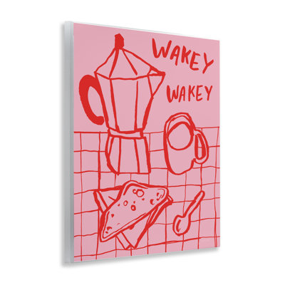 Plaque murale Wakey Breakfast Doodles, design par Jenaya Jackson