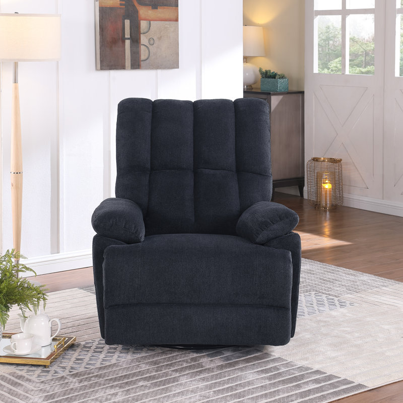 Phaneuf Upholstered Power Recliner Sofa Swivel Recliner Chair, Black
