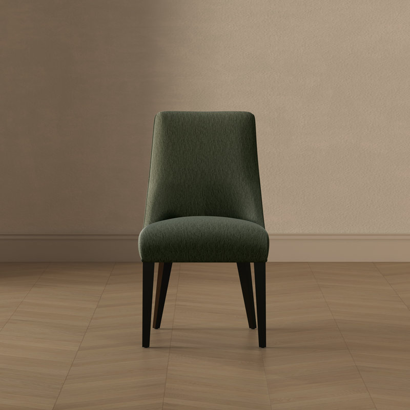 Beever Modern Chenille Upholstered Rubberwood Dining Chair, Forest Green 